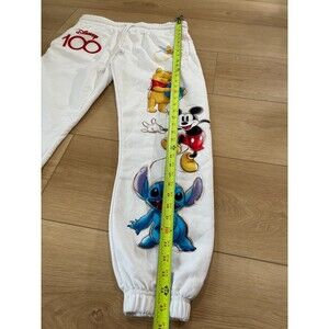 Disney 100th Anniversary Sweatpants Youth L (11-13) Mickey Pooh Stitch White